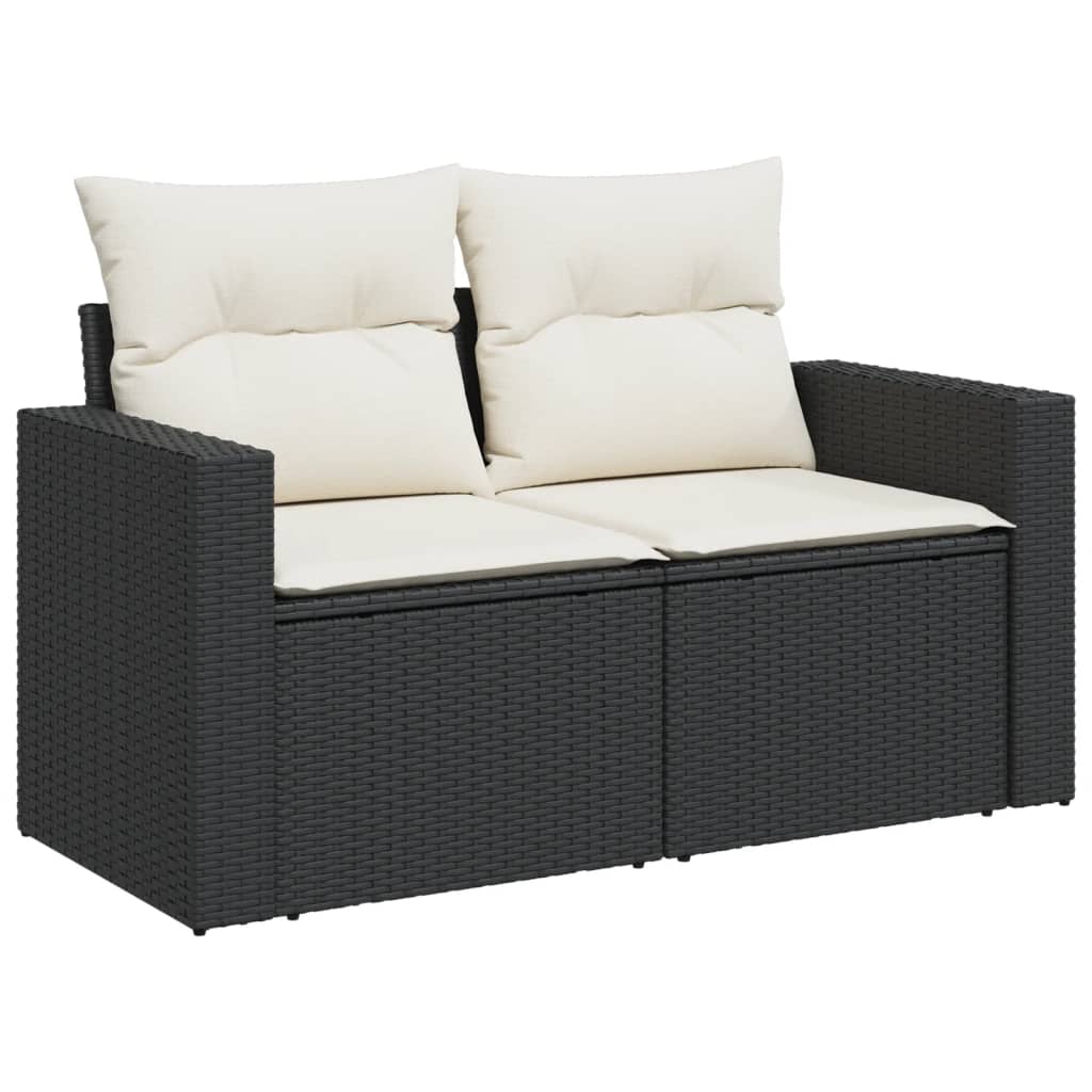 Zestaw wypoczynkowy rattan PE 5 szt. czarny 100x55x44/73 cm, kremowa poduszka