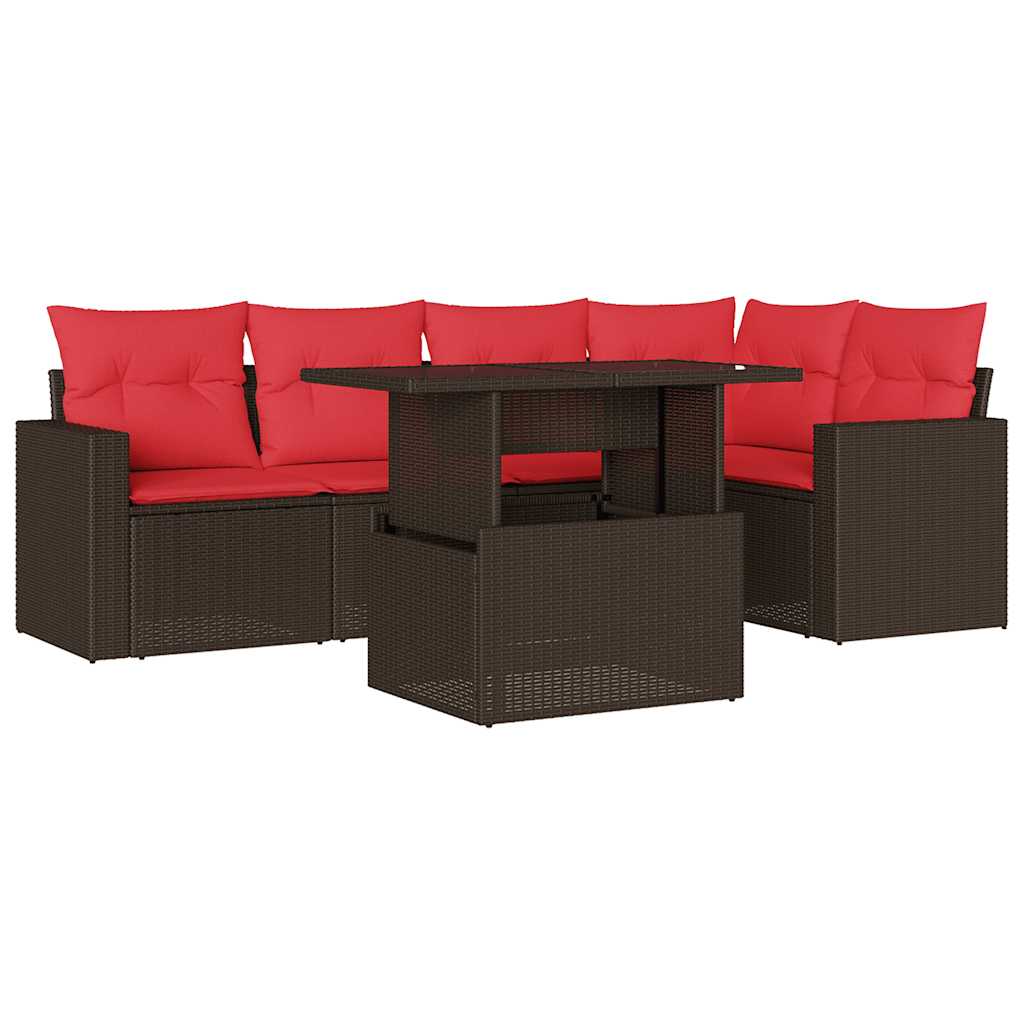 Thumbnail - vidaXL 6-teiliges Gartensofa-Set mit Kissen, braun, Polyrattan