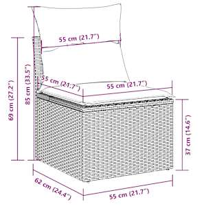 Vrtna sedežna garnitura 7-delna z blazinami bež poli ratan - slika 12