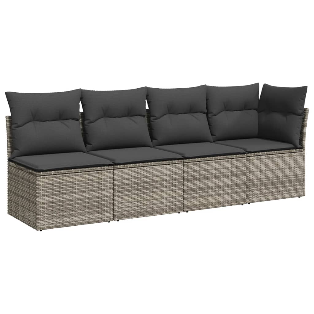 vidaXL 7-delige Loungeset met kussens poly rattan grijs afbeelding