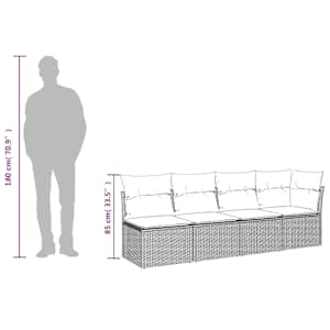 Vrtna sedežna garnitura 7-delna z blazinami siv poli ratan - slika 13