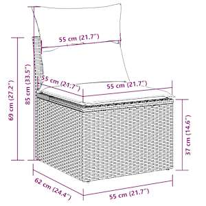 Vrtna sedežna garnitura 7-delna z blazinami bež poli ratan - slika 12
