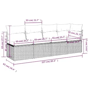Vrtna sedežna garnitura 7-delna z blazinami siv poli ratan - slika 10
