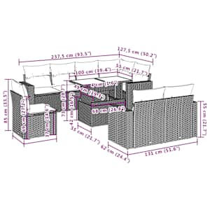 Vrtna sedežna garnitura 9-delna z blazinami črn poli ratan - slika 10
