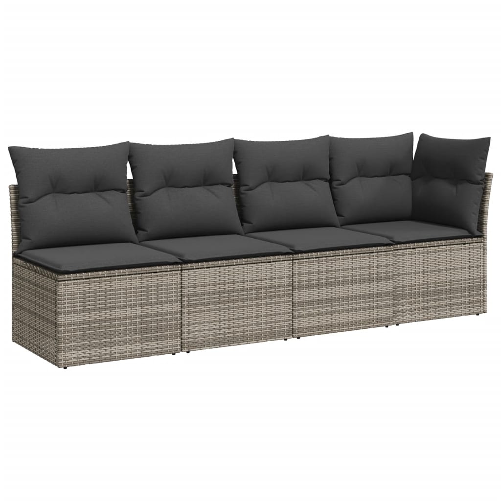 Thumbnail - vidaXL 9-tlg. Garten-Sofagarnitur mit Kissen Grau Poly Rattan