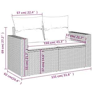 Vrtna sedežna garnitura 9-delna z blazinami siv poli ratan - slika 12