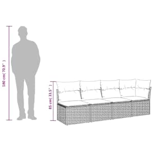 Vrtna sedežna garnitura 9-delna z blazinami siv poli ratan - slika 13