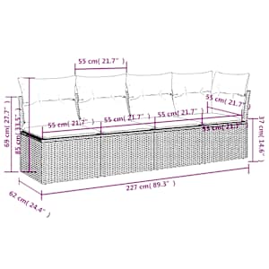 Vrtna sedežna garnitura 9-delna z blazinami siv poli ratan - slika 10