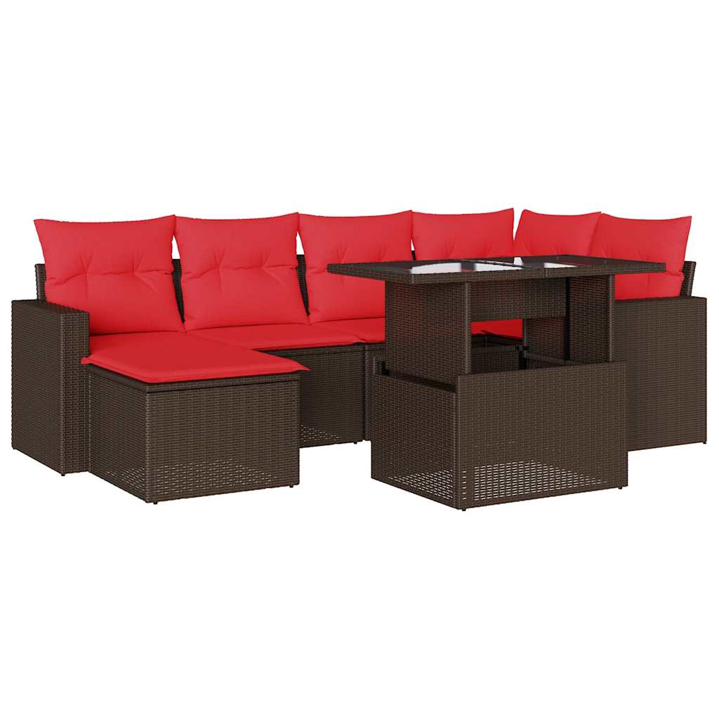 Thumbnail - vidaXL 7-teiliges Gartensofa-Set mit Kissen, braun, Polyrattan