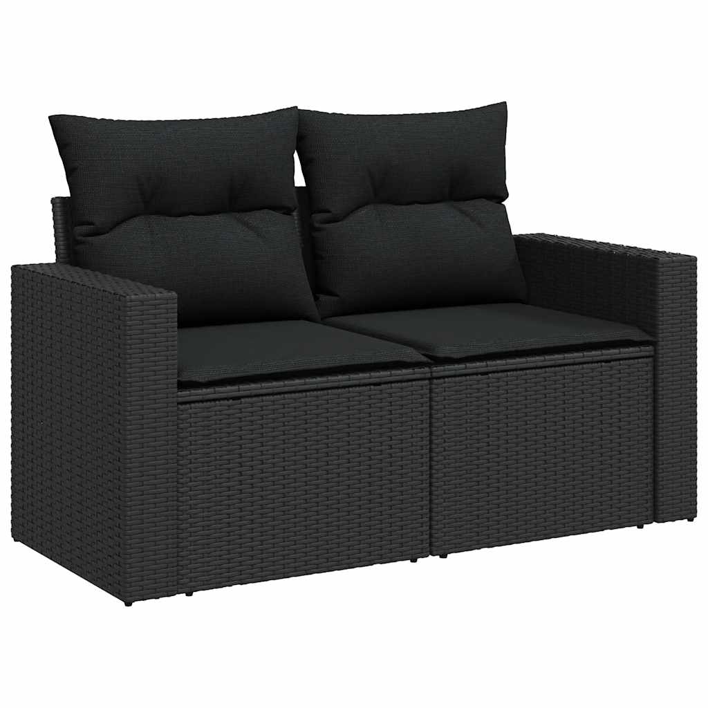 vidaXL 8-delige Loungeset met kussens poly rattan zwart afbeelding