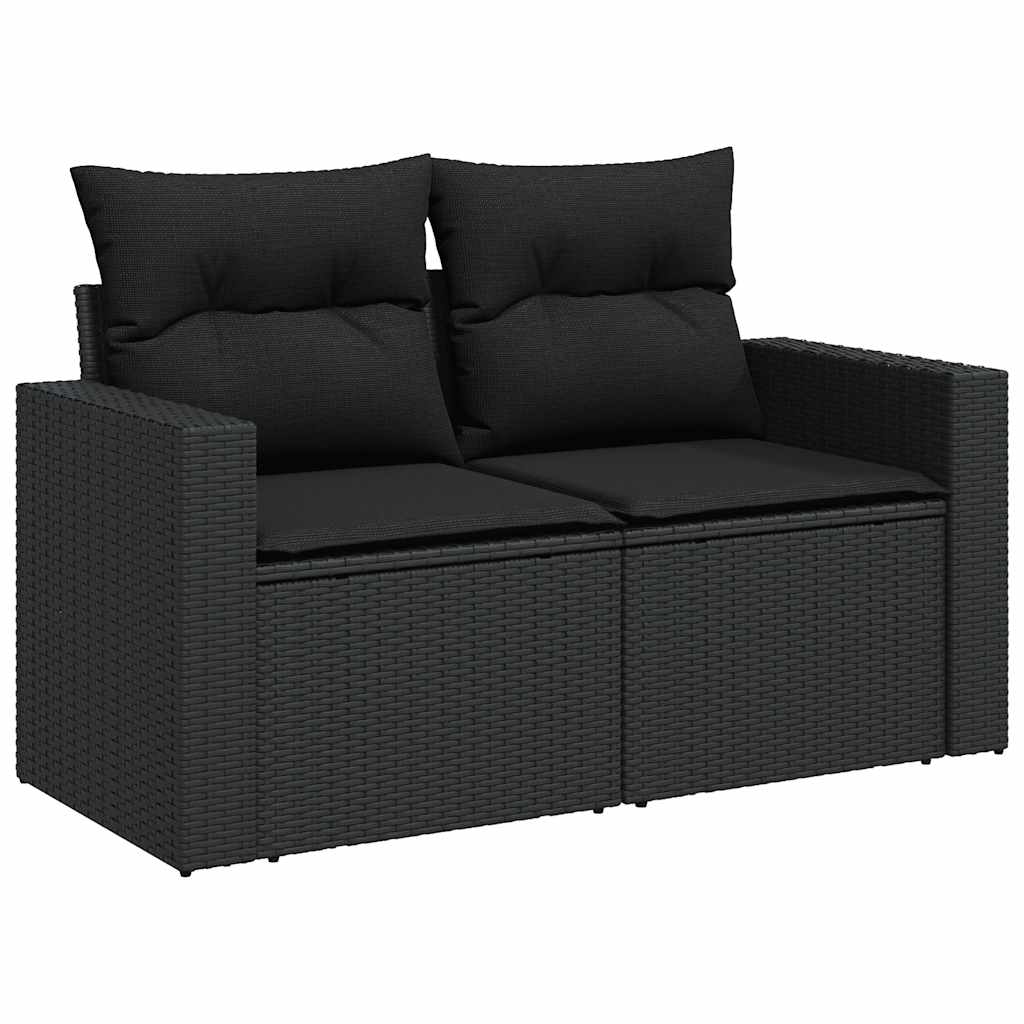 vidaXL 8-delige Loungeset met kussens poly rattan zwart afbeelding