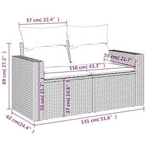 Vrtna sedežna garnitura 8-delna z blazinami siv poli ratan - slika 12