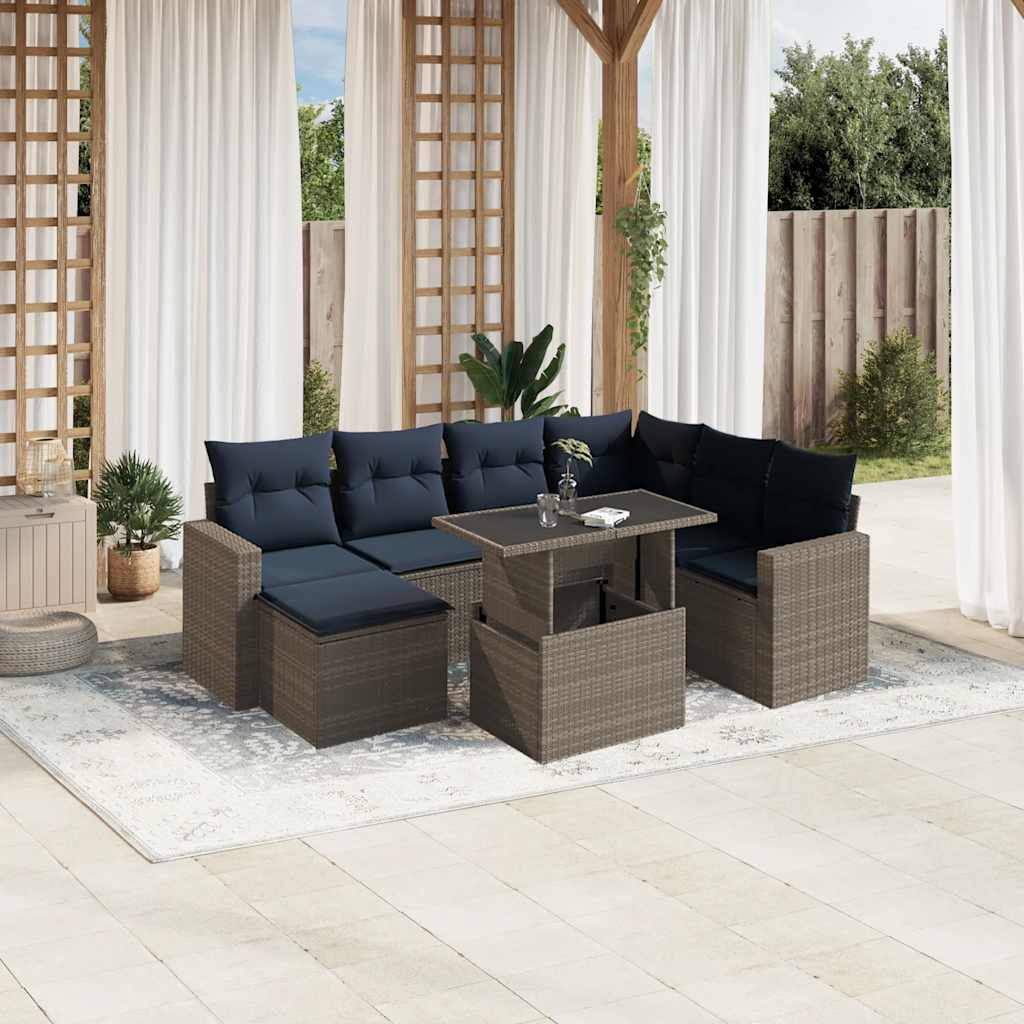 Thumbnail - vidaXL 8-teiliges Gartensofa-Set mit Kissen, grau, Polyrattan