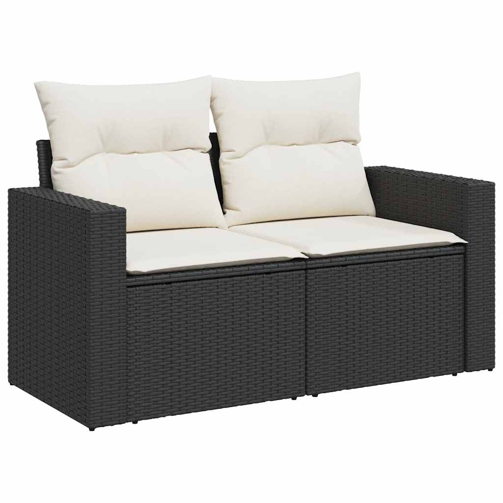 vidaXL 9-delige Loungeset met kussens poly rattan zwart afbeelding