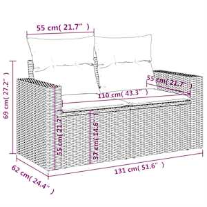 Vrtna sedežna garnitura 9-delna z blazinami črn poli ratan - slika 13