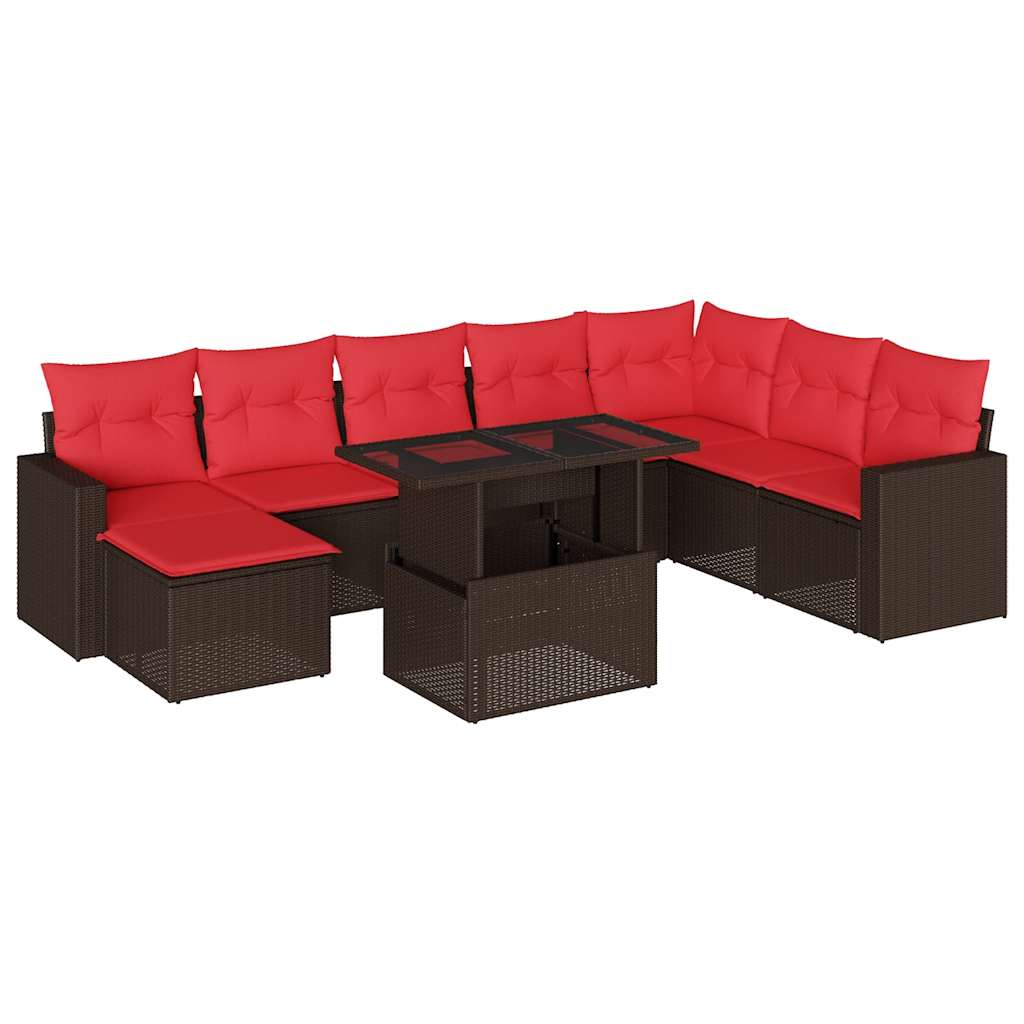 Thumbnail - vidaXL 9-teiliges Gartensofa-Set mit Kissen, braun, Polyrattan