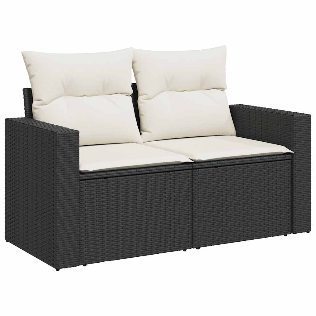 vidaXL 10-delige Loungeset met kussens poly rattan zwart afbeelding