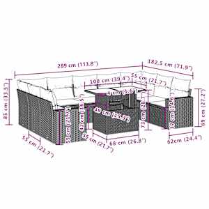 Vrtna sedežna garnitura 10-delna z blazinami bež poli ratan - slika 10