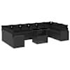 vidaXL 11-osaline aiadiivani komplekt patjadega, must, pol&uuml;rotang