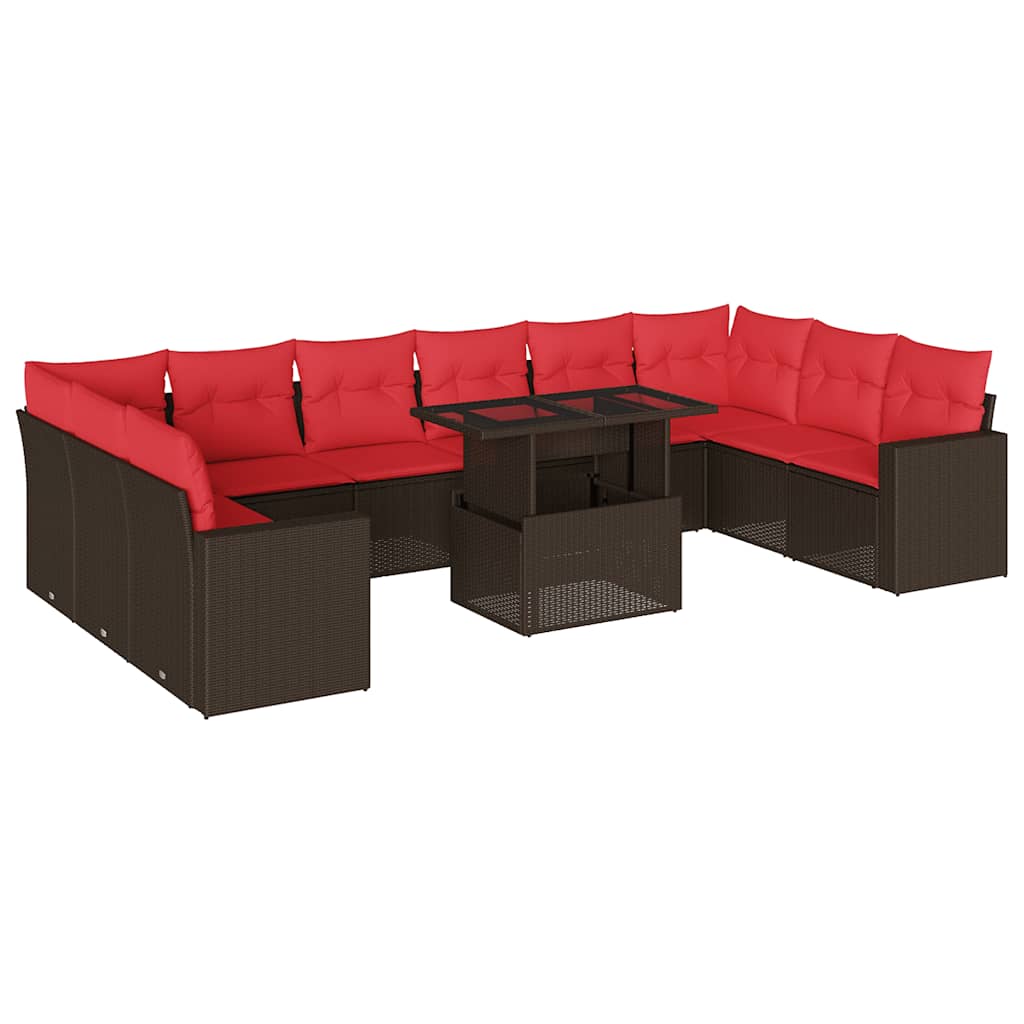 Thumbnail - vidaXL 11-teiliges Gartensofa-Set mit Kissen, braun, Polyrattan