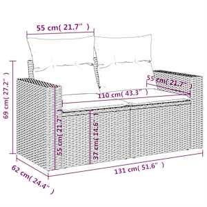 Vrtna sedežna garnitura 11-delna z blazinami črn poli ratan - slika 12