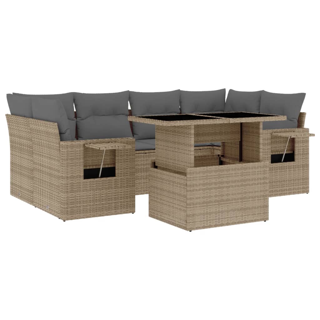 Vidaxl Gartenmöbel Sofa Garnitur Sitzgruppe Lounge 7-tlg. Schwarz Poly Rattan vi - Bild 13 von 83