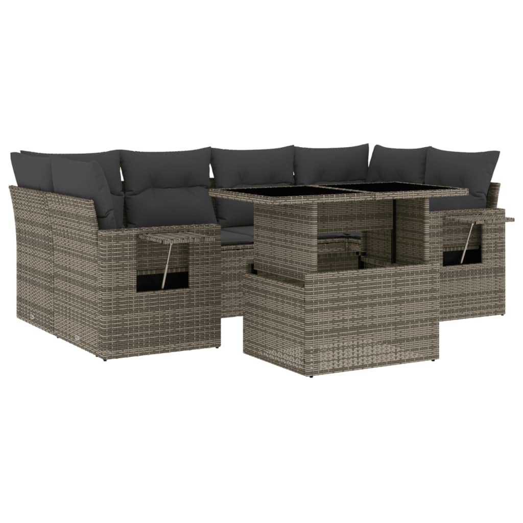 Vidaxl Gartenmöbel Sofa Garnitur Sitzgruppe Lounge 7-tlg. Schwarz Poly Rattan vi - Bild 37 von 83