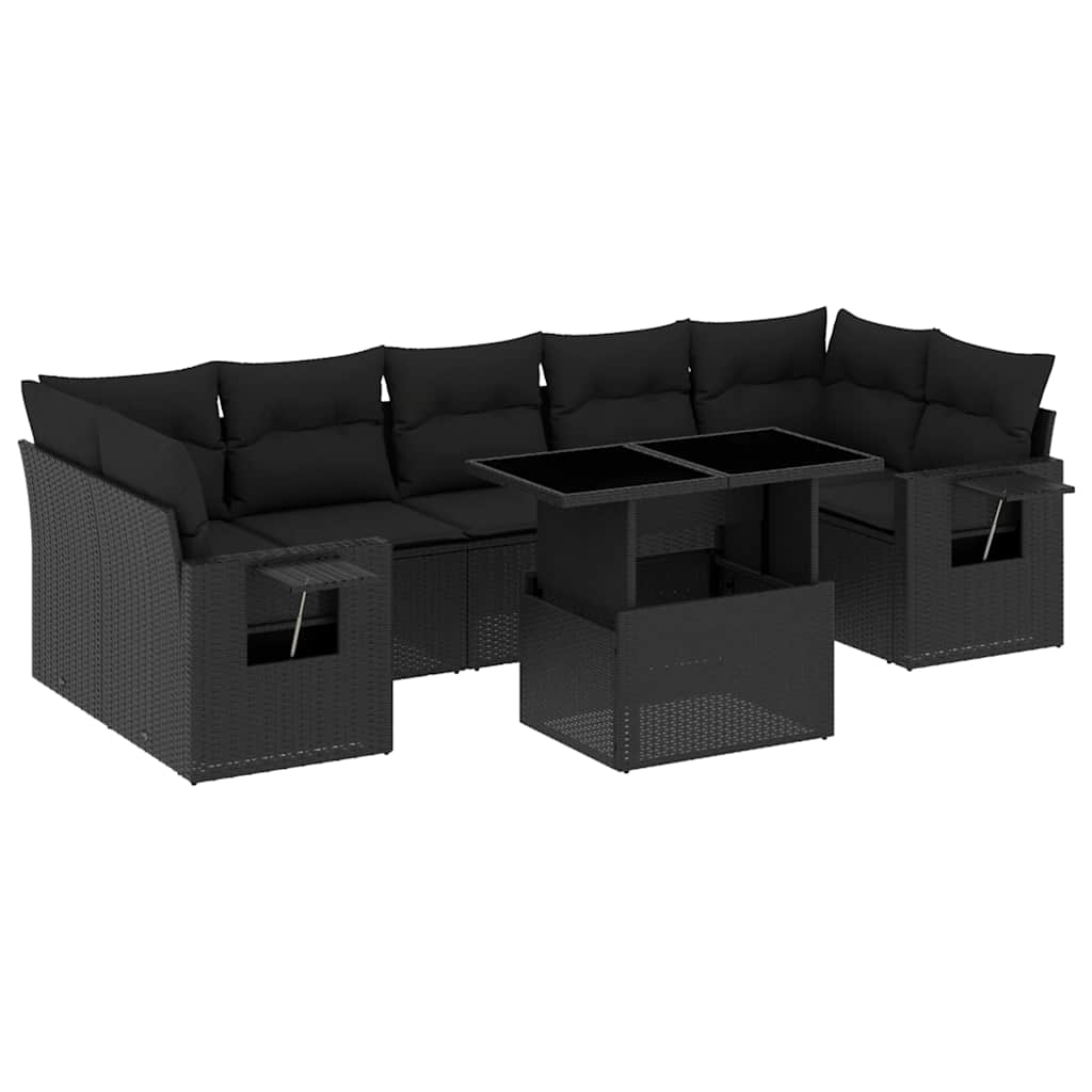Thumbnail - vidaXL 8-tlg. Garten-Sofagarnitur mit Kissen Schwarz Poly Rattan