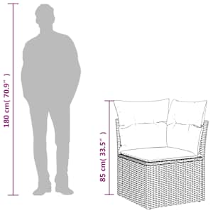 Vrtna sedežna garnitura 8-delna z blazinami siv poli ratan - slika 13
