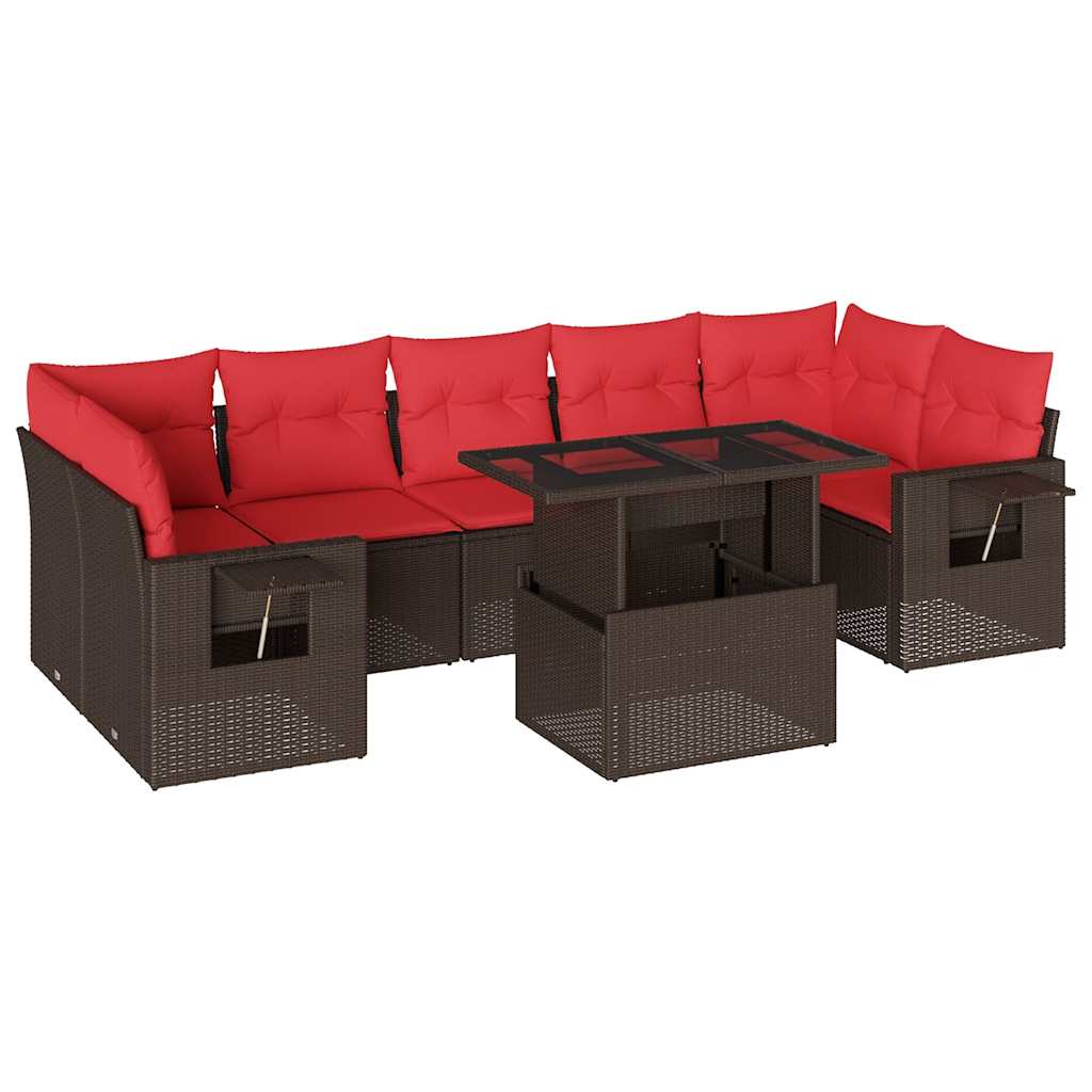 Thumbnail - vidaXL 8-teiliges Gartensofa-Set mit Kissen, braun, Polyrattan