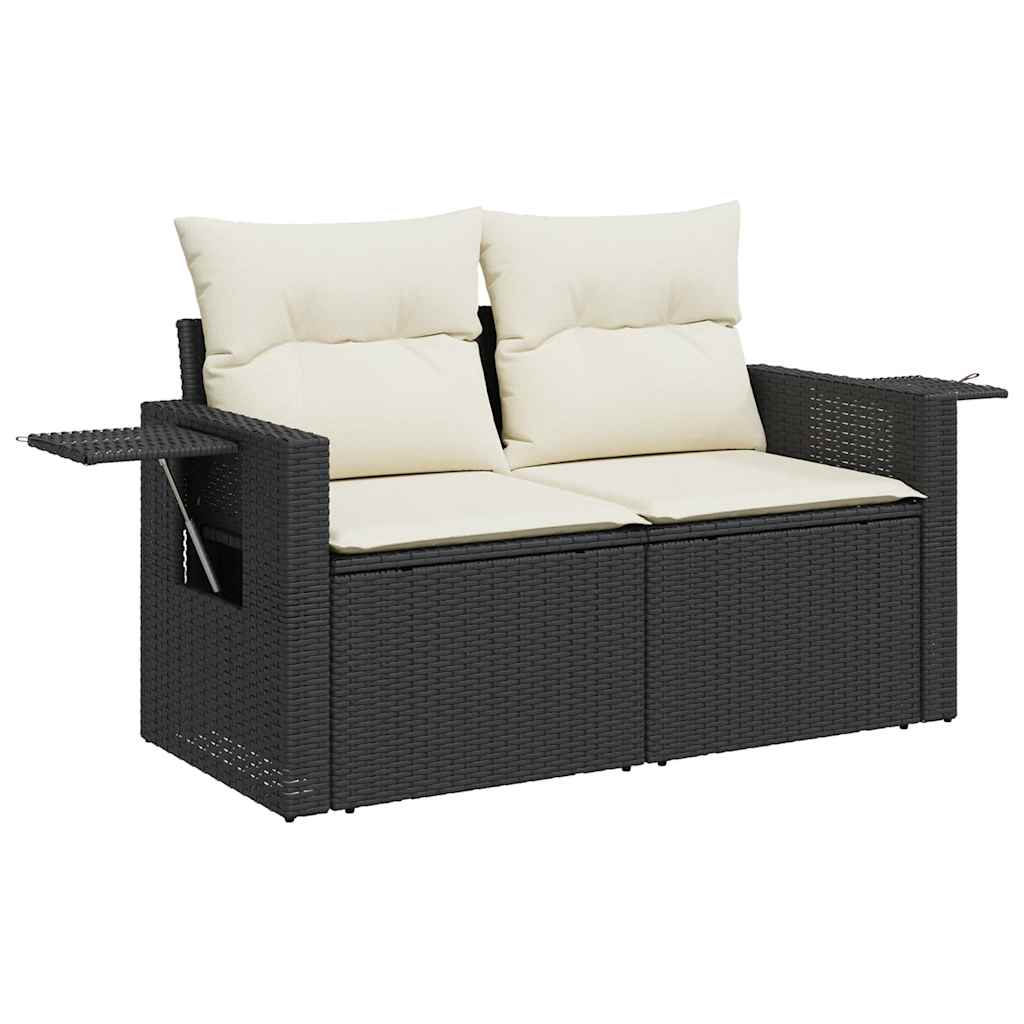 vidaXL 9-delige Loungeset met kussens poly rattan zwart afbeelding
