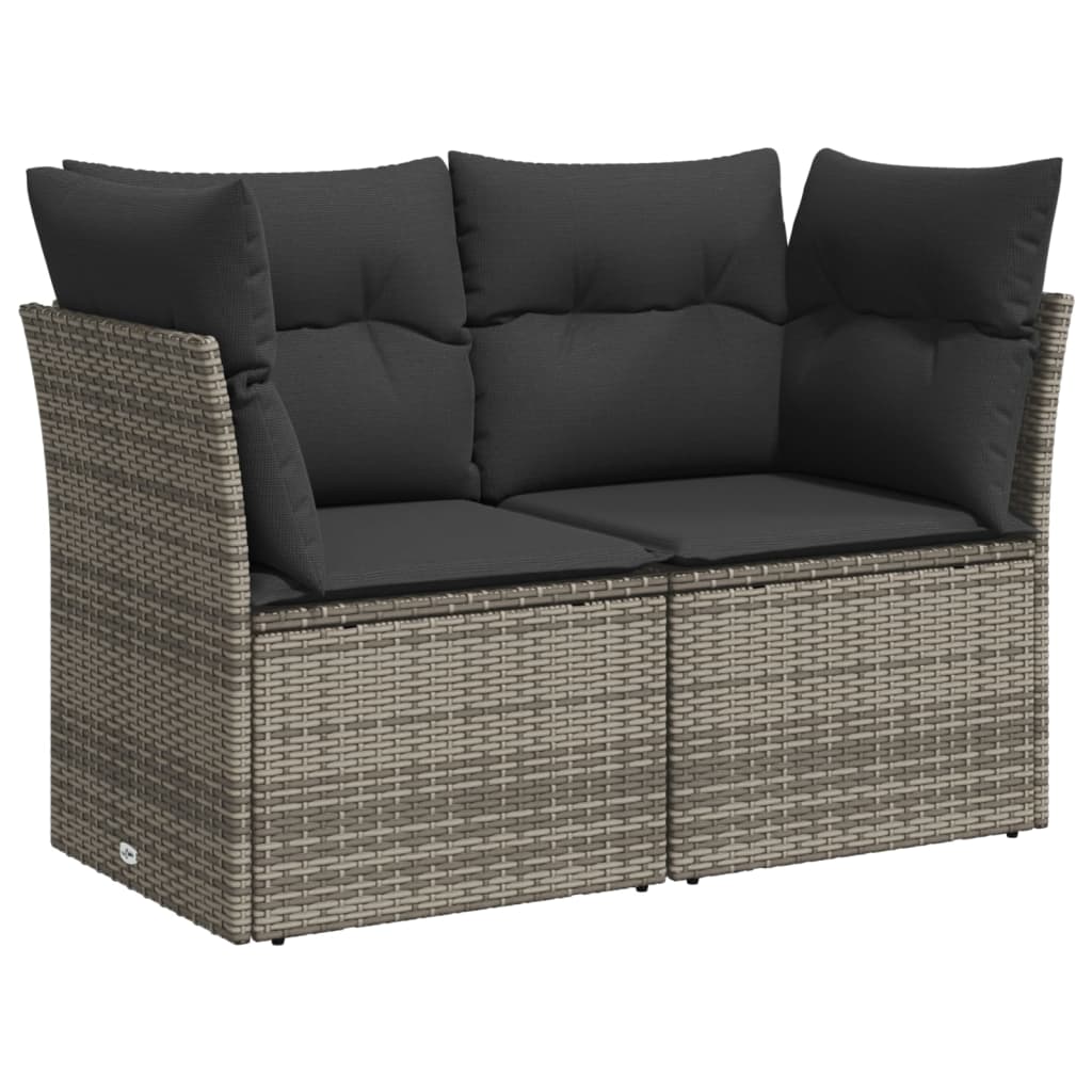 vidaXL 9-delige Loungeset met kussens poly rattan grijs afbeelding