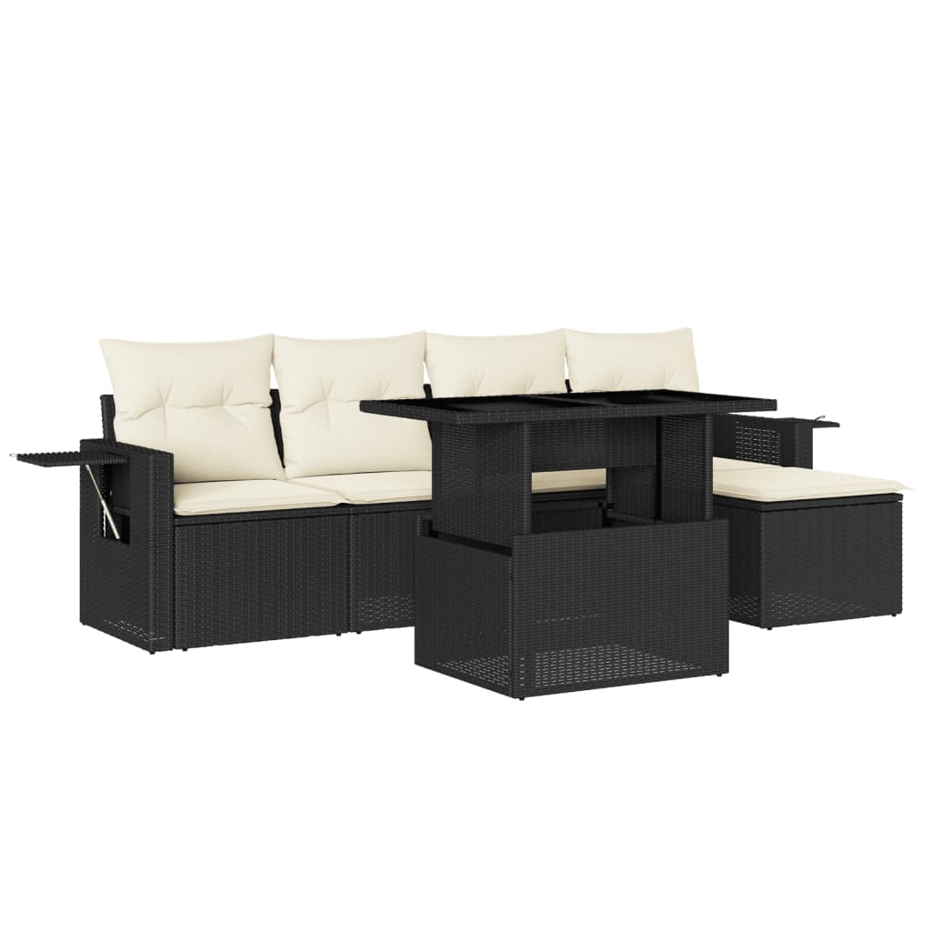 Thumbnail - vidaXL 6-tlg. Garten-Sofagarnitur mit Kissen Schwarz Poly Rattan