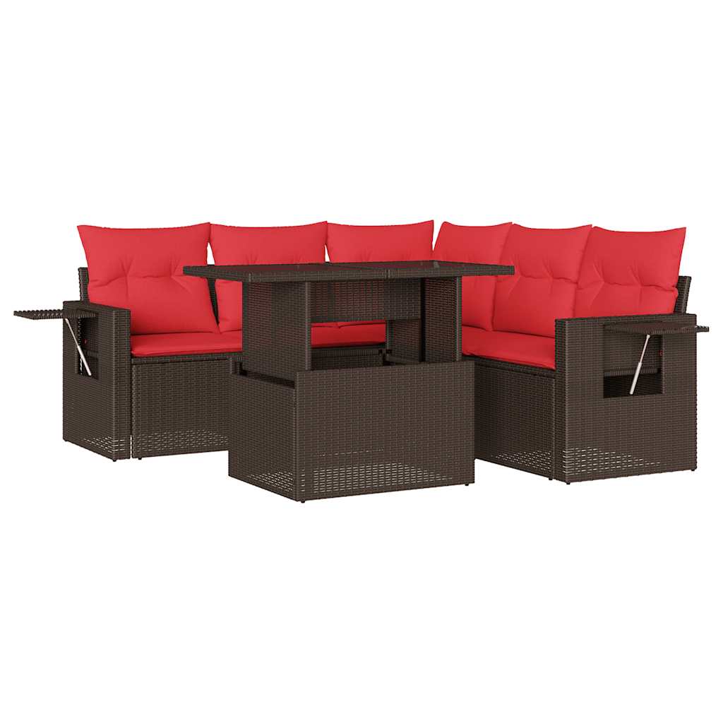 Thumbnail - vidaXL 6-teiliges Gartensofa-Set mit Kissen, braun, Polyrattan