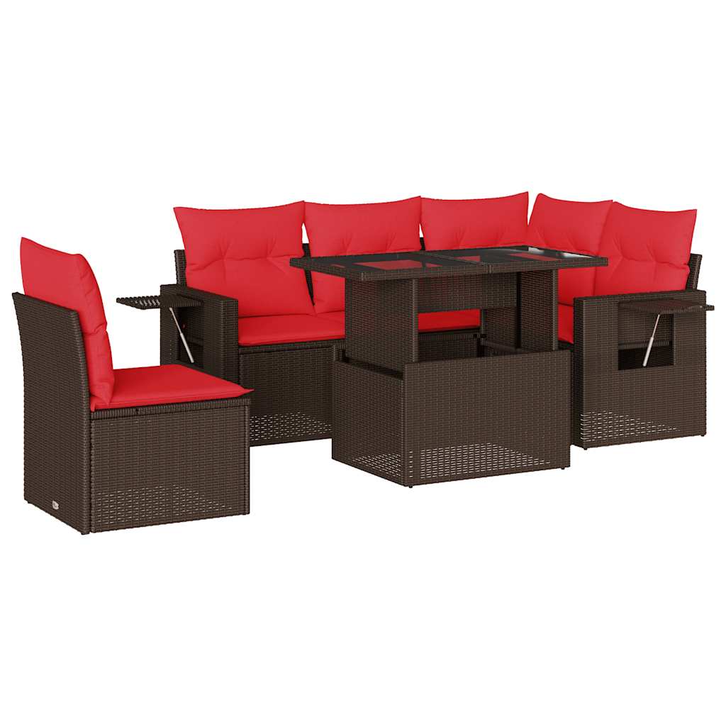 Thumbnail - vidaXL 6-teiliges Gartensofa-Set mit Kissen, braun, Polyrattan