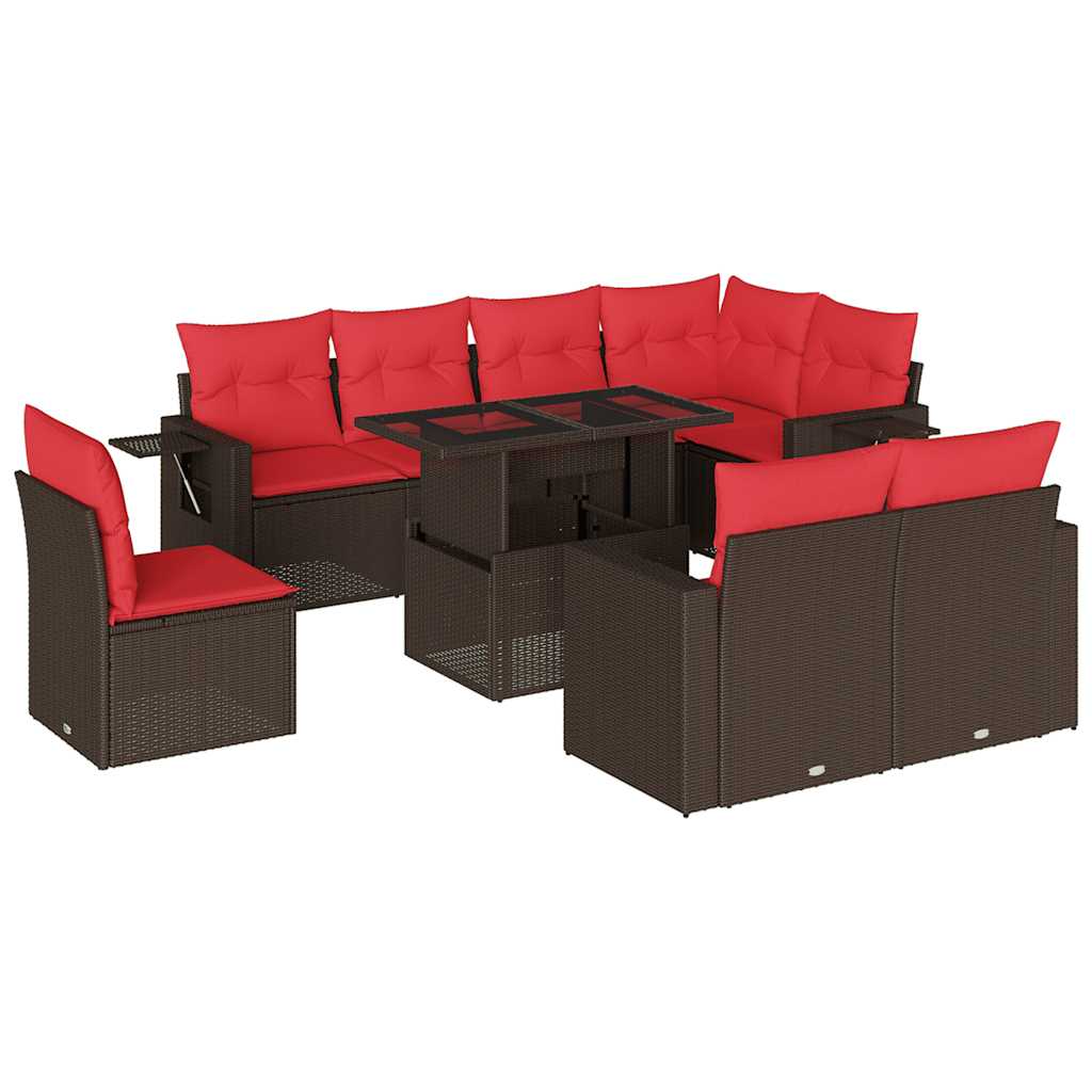 Thumbnail - vidaXL 9-teiliges Gartensofa-Set mit Kissen, braun, Polyrattan