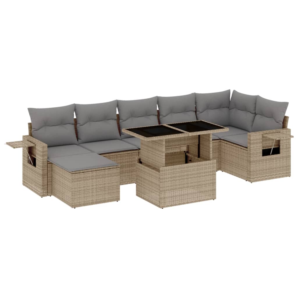 Thumbnail - vidaXL 8-tlg. Garten-Sofagarnitur mit Kissen Beige Poly Rattan