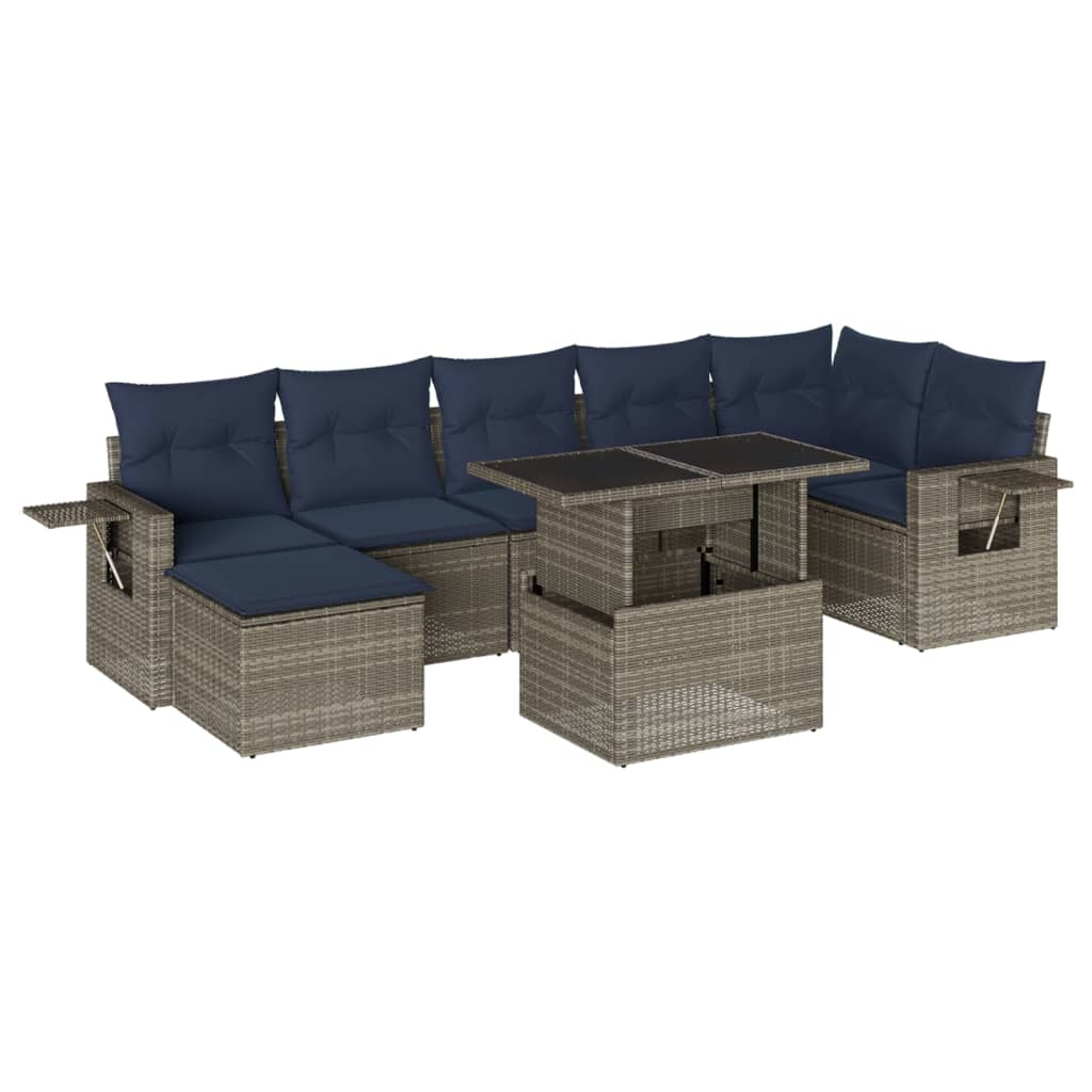 Thumbnail - vidaXL 8-teiliges Gartensofa-Set mit Kissen, grau, Polyrattan