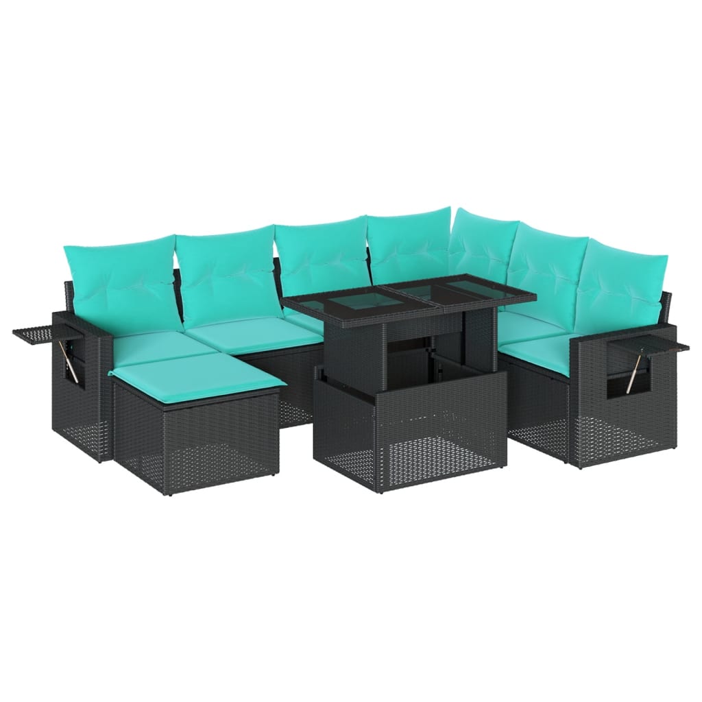 Thumbnail - vidaXL 8-teiliges Gartensofa-Set mit Kissen, schwarzes Polyrattan
