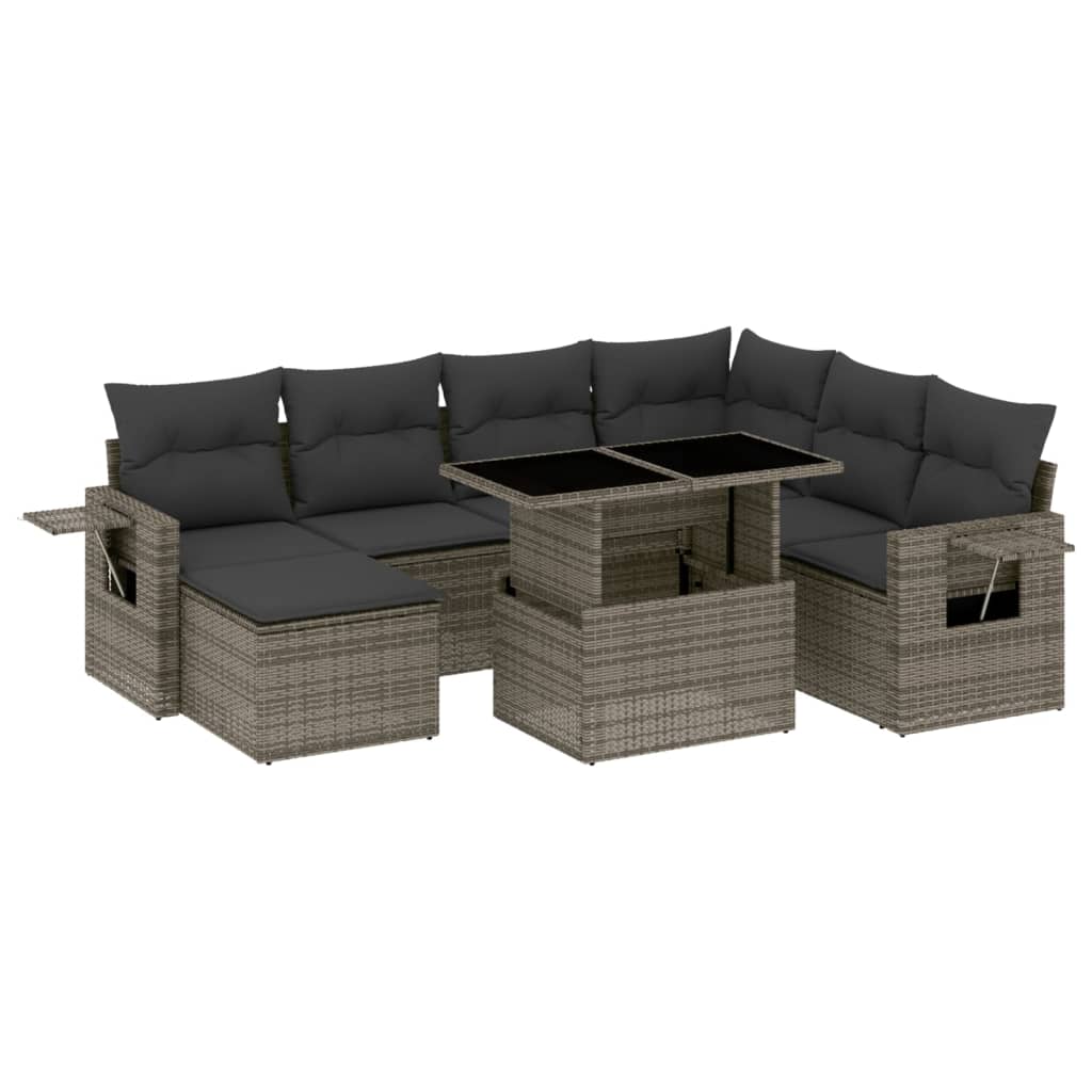 Thumbnail - vidaXL 8-tlg. Garten-Sofagarnitur mit Kissen Grau Poly Rattan