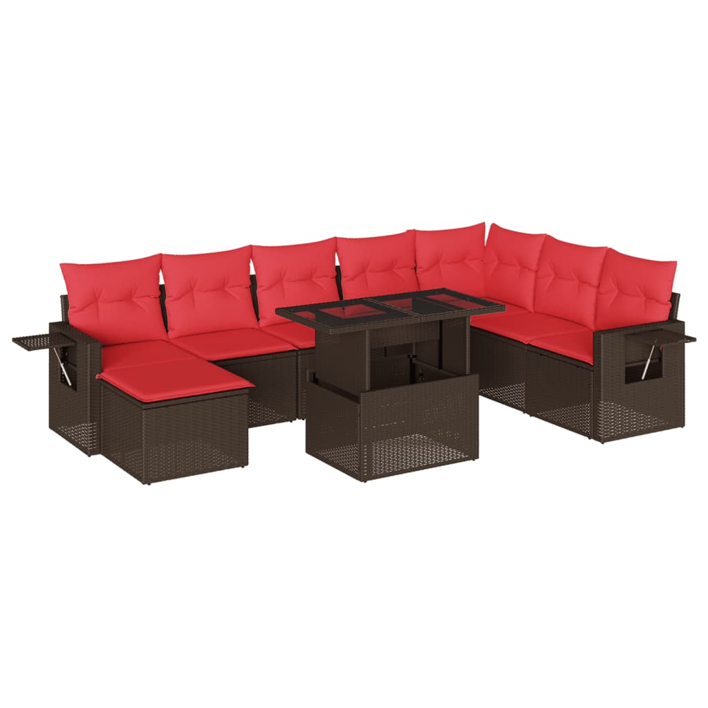 Thumbnail - vidaXL 9-teiliges Gartensofa-Set mit Kissen, braun, Polyrattan