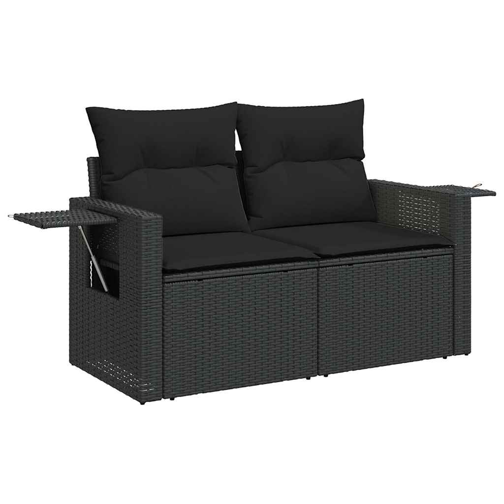 vidaXL 10-delige Loungeset met kussens poly rattan zwart afbeelding
