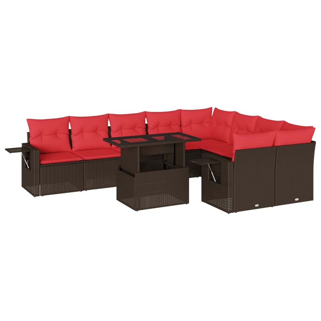 Thumbnail - vidaXL 10-teiliges Gartensofa-Set mit Kissen, braun, Polyrattan