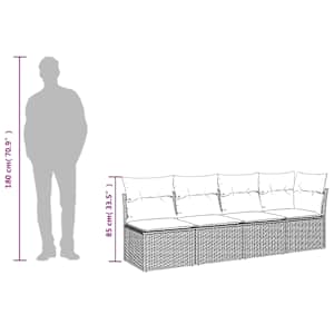 Vrtna sedežna garnitura 11-delna z blazinami siv poli ratan - slika 12