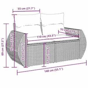 Vrtna sedežna garnitura 5-delna z blazinami bež poli ratan - slika 13