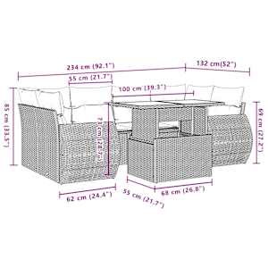 Vrtna sedežna garnitura 7-delna z blazinami črn poli ratan - slika 10