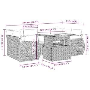 Vrtna sedežna garnitura 7-delna z blazinami bež poli ratan - slika 10