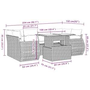 Vrtna sedežna garnitura 7-delna z blazinami siv poli ratan - slika 10