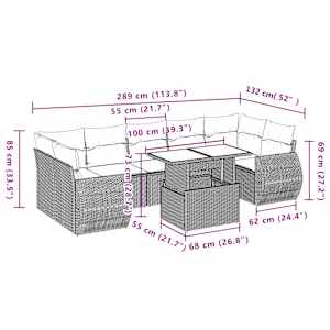 Vrtna sedežna garnitura 8-delna z blazinami rjav poli ratan - slika 10