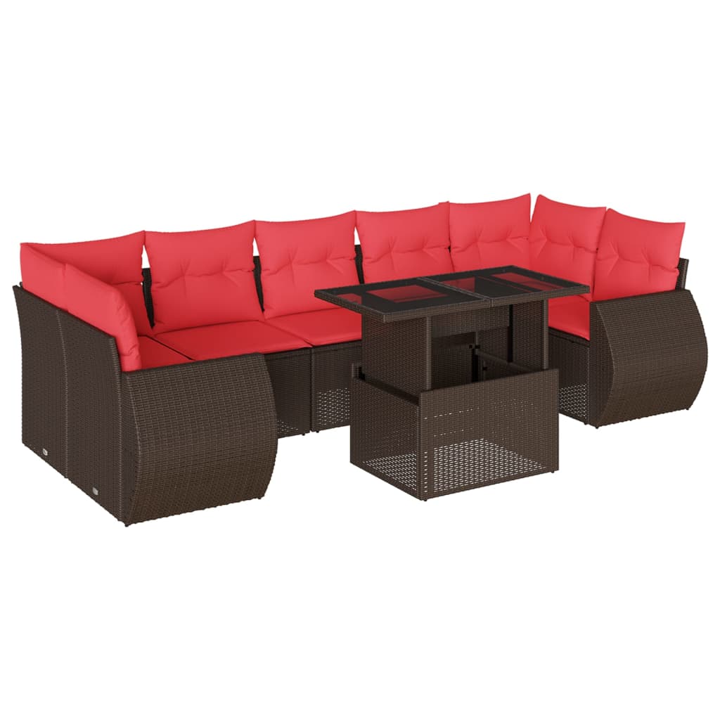 Thumbnail - vidaXL 8-teiliges Gartensofa-Set mit Kissen, braun, Polyrattan